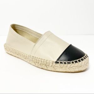 SAKS FIFTH AVENUE Black Tan Espadrille Flat Shoes